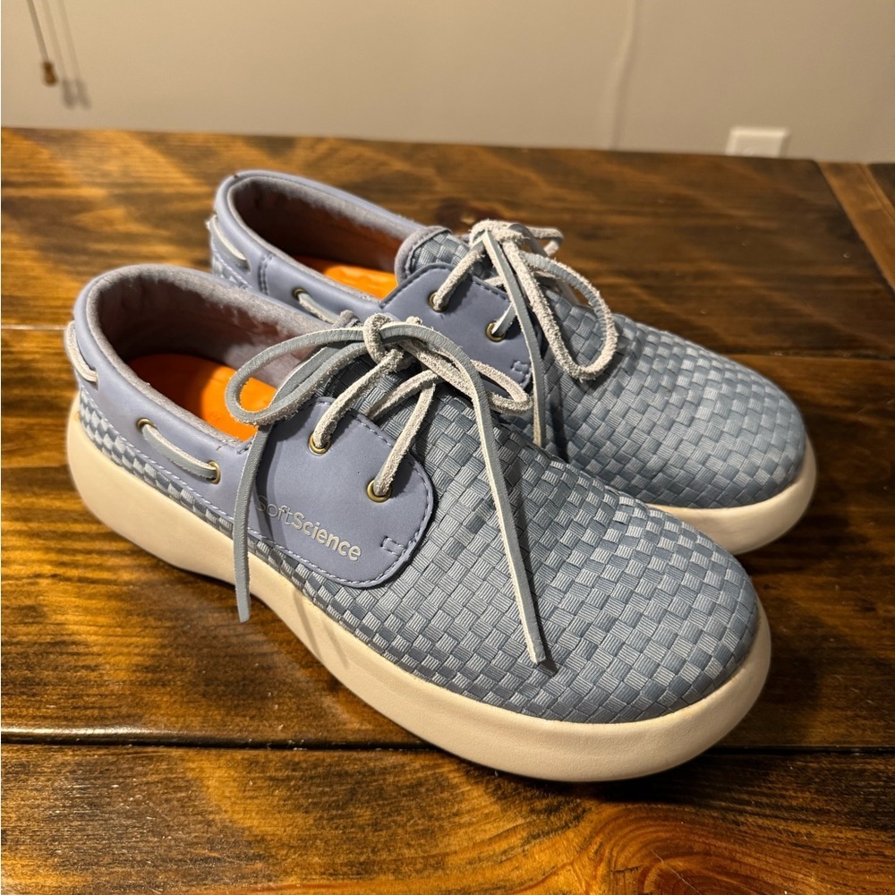Soft Science Cruise Light Blue Woven Boat Shoe. Size 10